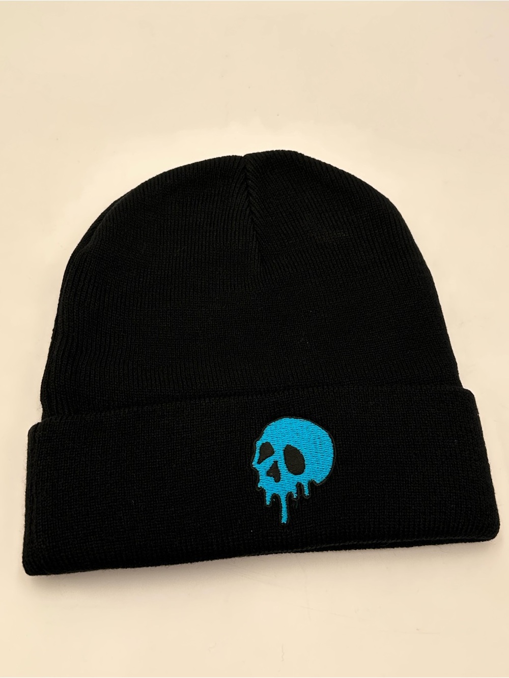 RIOT SOCIETY BEANIE CAP SKULL DRIP EMBROIDERED BLACK KNIT 2021 ONE SIZE HAT
